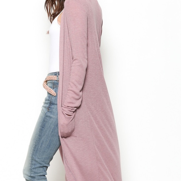 HP🎉Dusty Rose Longline rib lightweight cardigan - Picture 6 of 8